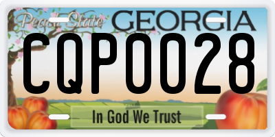 GA license plate CQP0028