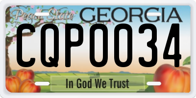 GA license plate CQP0034