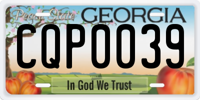 GA license plate CQP0039