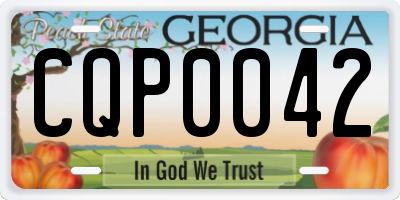 GA license plate CQP0042