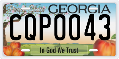GA license plate CQP0043
