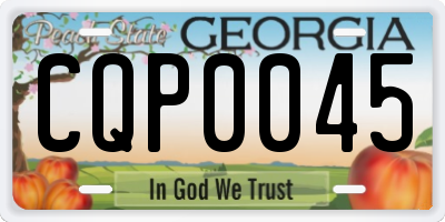 GA license plate CQP0045