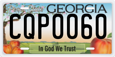 GA license plate CQP0060