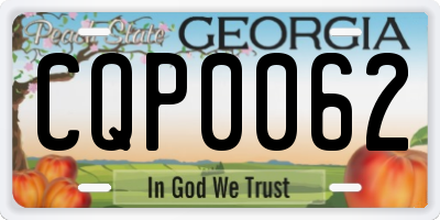 GA license plate CQP0062