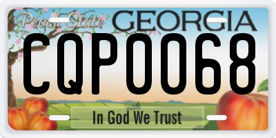 GA license plate CQP0068