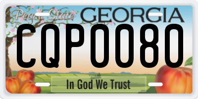 GA license plate CQP0080