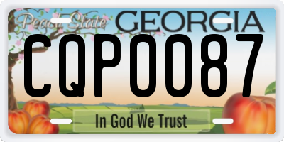 GA license plate CQP0087