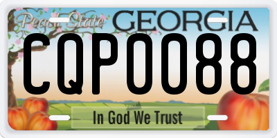 GA license plate CQP0088