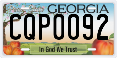 GA license plate CQP0092