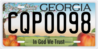 GA license plate CQP0098