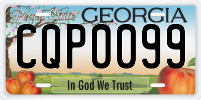 GA license plate CQP0099