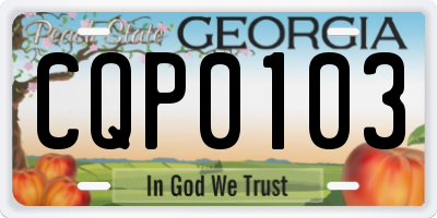 GA license plate CQP0103