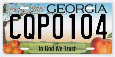 GA license plate CQP0104