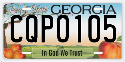 GA license plate CQP0105