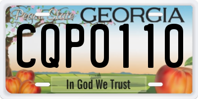 GA license plate CQP0110