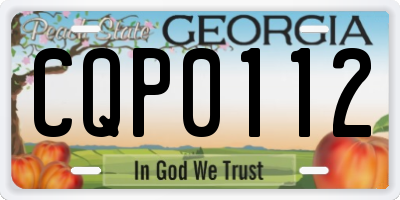 GA license plate CQP0112