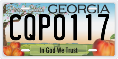 GA license plate CQP0117