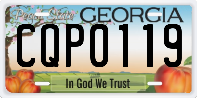 GA license plate CQP0119