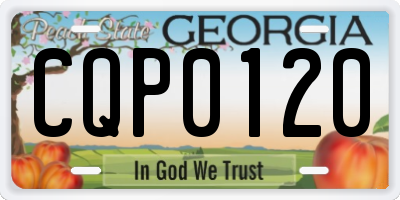 GA license plate CQP0120