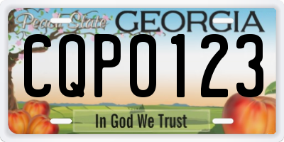 GA license plate CQP0123