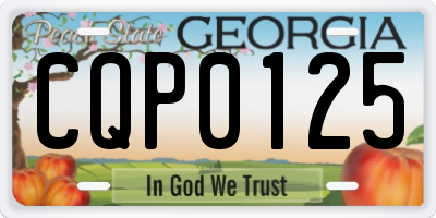 GA license plate CQP0125