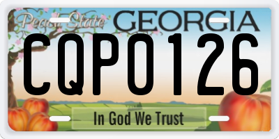 GA license plate CQP0126