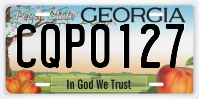 GA license plate CQP0127