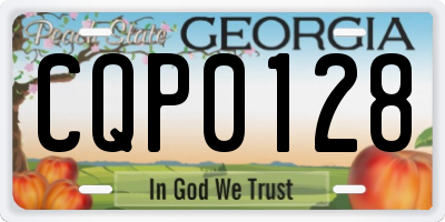 GA license plate CQP0128