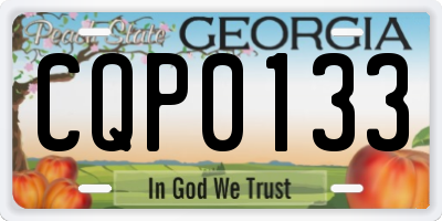 GA license plate CQP0133