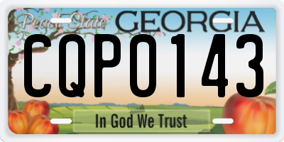 GA license plate CQP0143