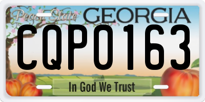 GA license plate CQP0163