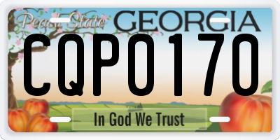 GA license plate CQP0170