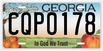 GA license plate CQP0178