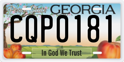 GA license plate CQP0181