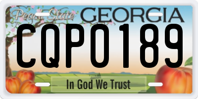 GA license plate CQP0189