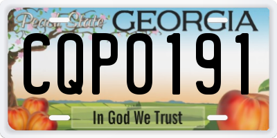 GA license plate CQP0191