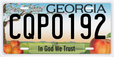 GA license plate CQP0192