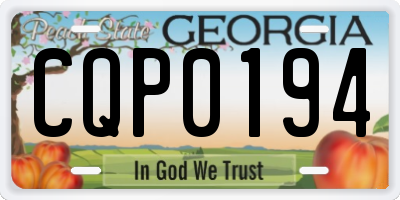 GA license plate CQP0194