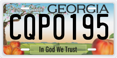 GA license plate CQP0195