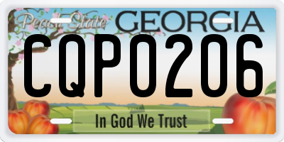 GA license plate CQP0206