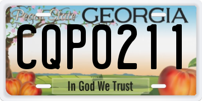 GA license plate CQP0211