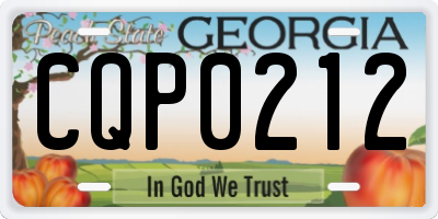 GA license plate CQP0212