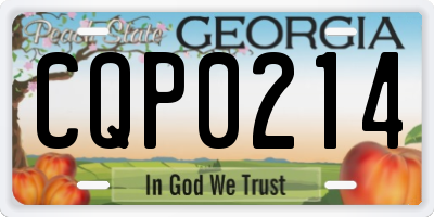 GA license plate CQP0214
