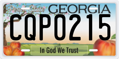 GA license plate CQP0215