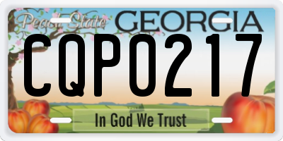 GA license plate CQP0217