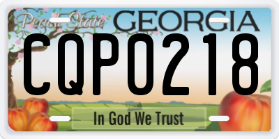 GA license plate CQP0218