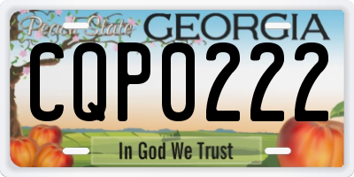 GA license plate CQP0222