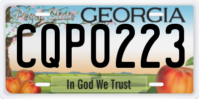 GA license plate CQP0223