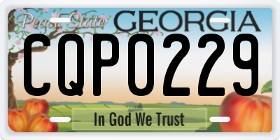 GA license plate CQP0229
