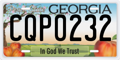 GA license plate CQP0232